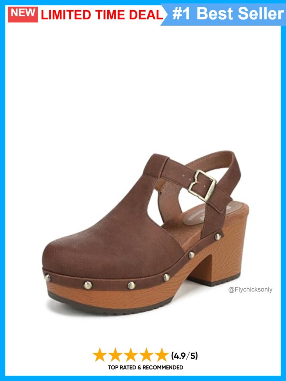 Platform Mary Jane Clogs Faux Leather Round Toe Buckle Casual